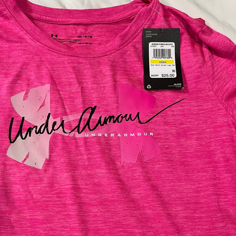 Under Armour Lot of 2 Loose Heatgear Size M Medium T-Shirts NWT-Pink & Gray - Picture 3 of 14